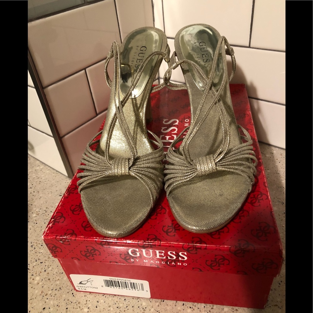 Guess Elegant Gold Sandals Perfect for a Night out